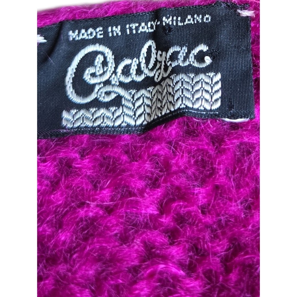 Balzac Italy Magenta Super Kid Mohair V-Neck Polka Dot Sweater IT 42 Vintage - Picture 11 of 13
